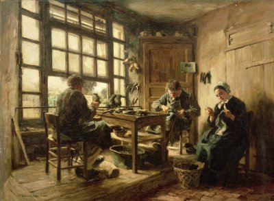 De schoenmakers, 1880 door Leon Augustin Lhermitte